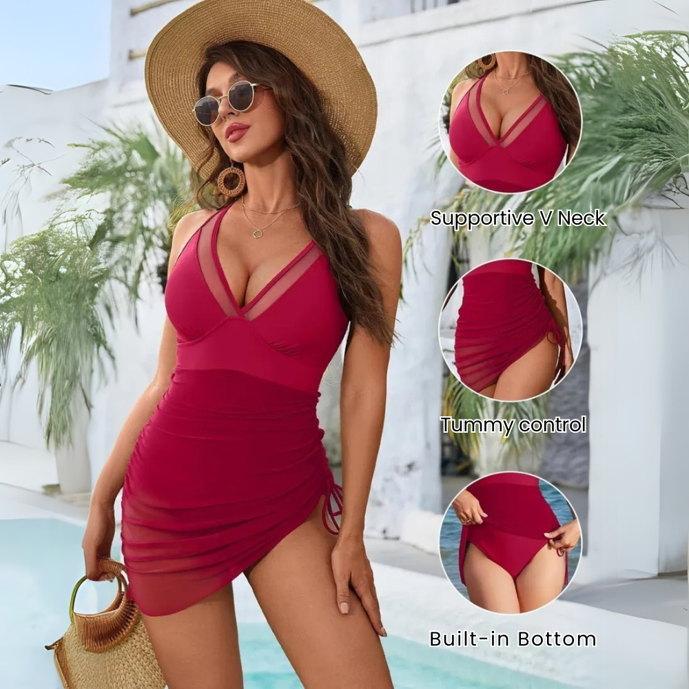 Slimming Mesh Sheer Sarong Wraps Bathing Suit