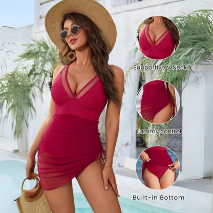 Slimming Mesh Sheer Sarong Wraps Bathing Suit